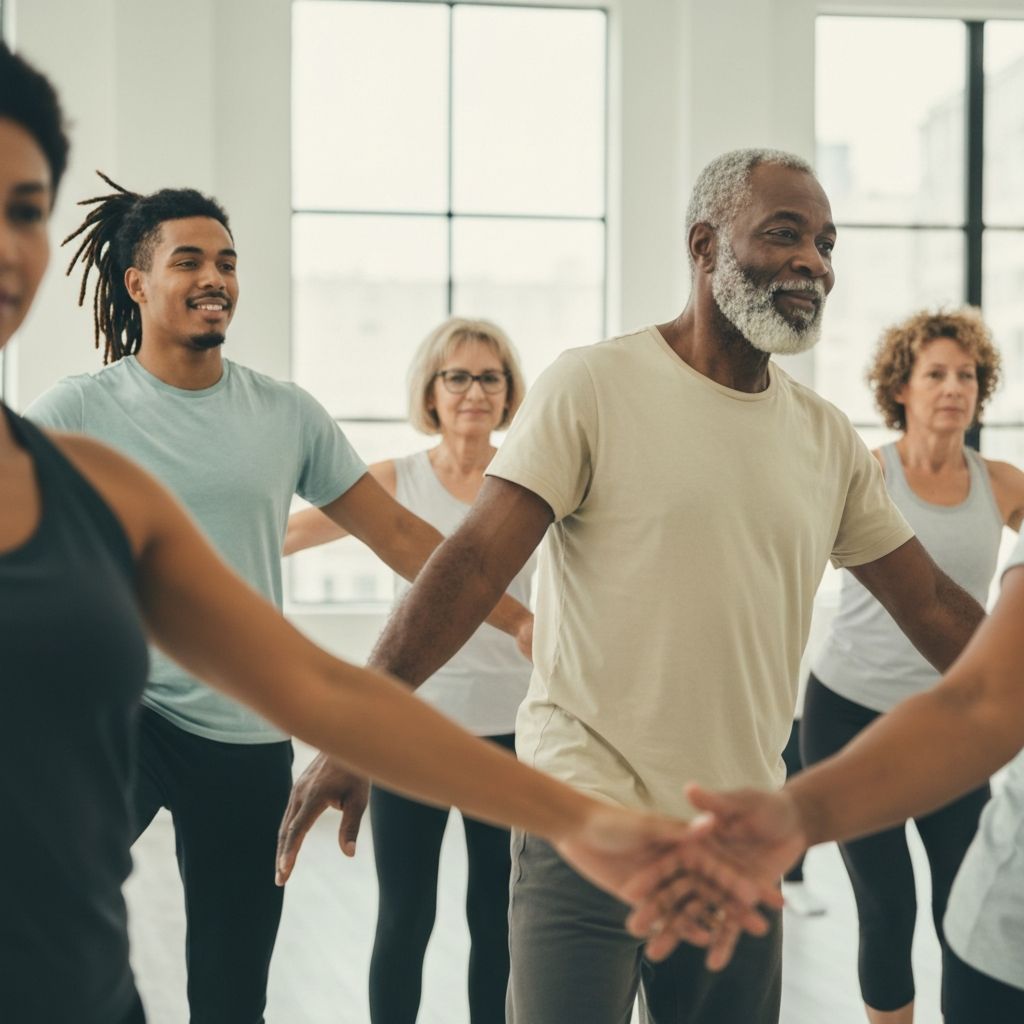 People practicing gentle posture exercises